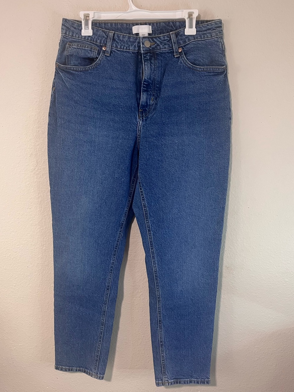 H&M Medium Blue High-Rise Straight Mom Jeans